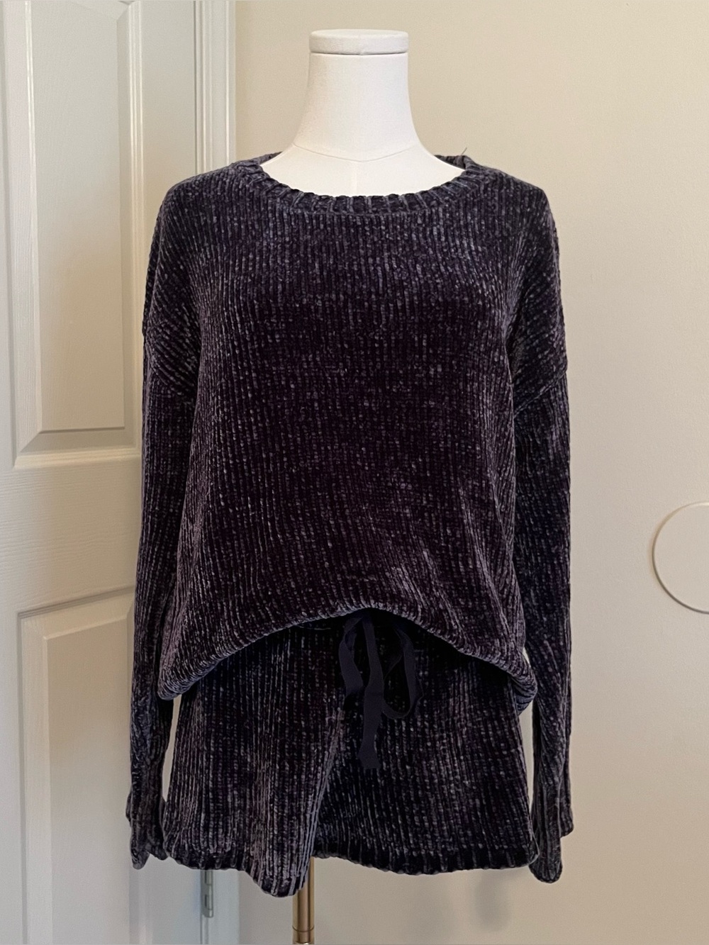 PJ Salvage Gray Chenille Pajama Set Womens Size S/M Cozy Knit Loungewear